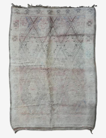 Faded Ivory Diamond Lattice Boujad Wool Rug 9.6 x 6.56 ft / 294 x 200 cm
