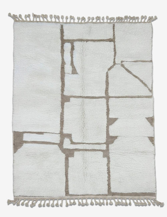 Contemporary White Berber Rug 9.6 x 7.7 ft / 294 x 237 cm
