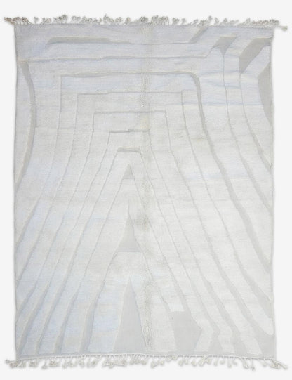 Modern Solid White Beni Ourain Rug 12.5 x 8.89 ft / 380 x 271 cm