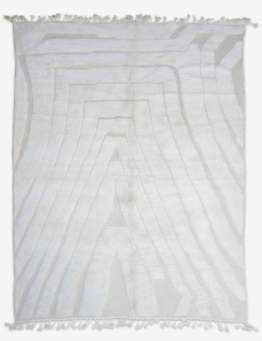 Modern Solid White Beni Ourain Rug 12.5 x 8.89 ft / 380 x 271 cm