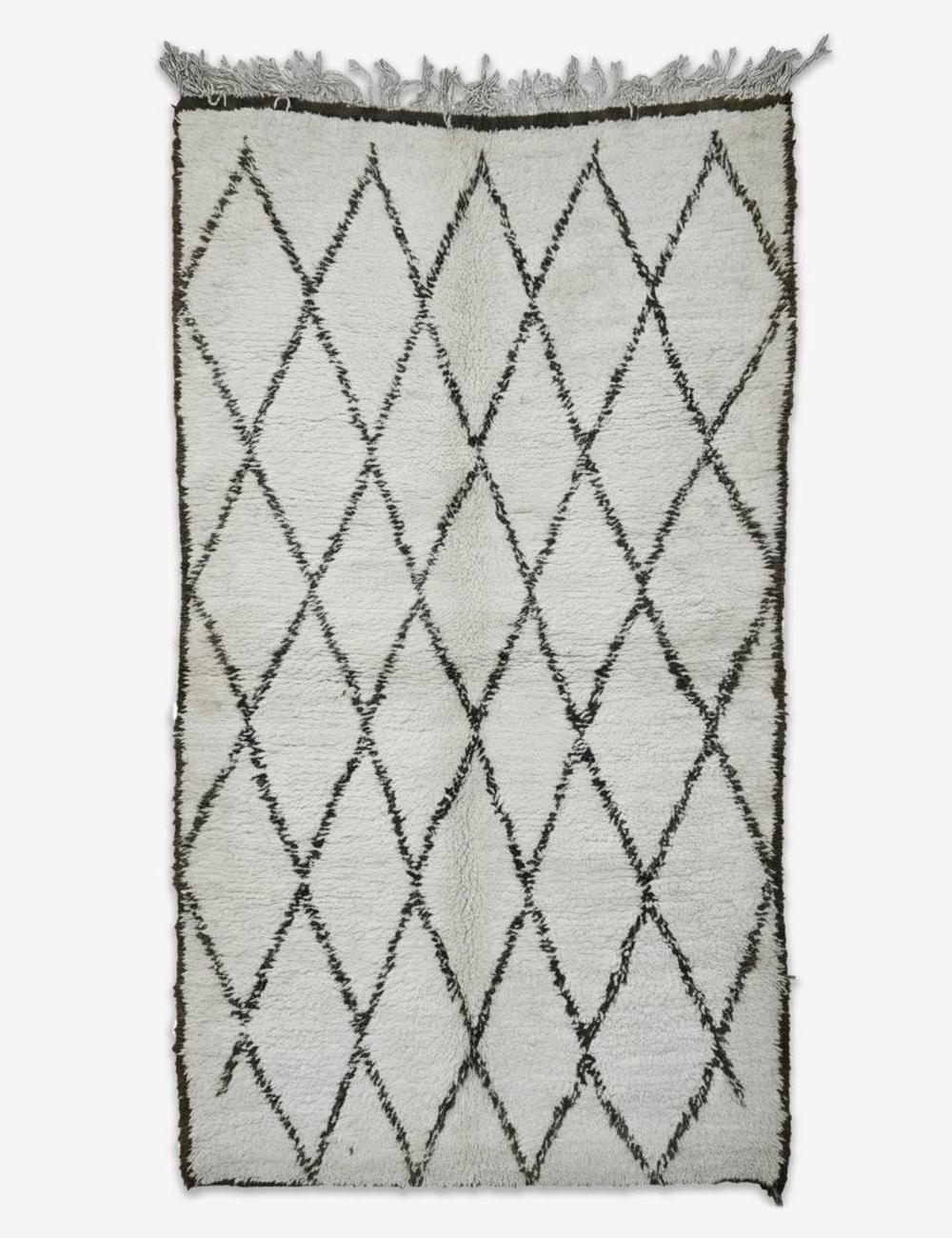 Diamond Lattice Vintage Beni Ourain Wool Rug 9.3 x 5.25 ft / 282 x 160 cm