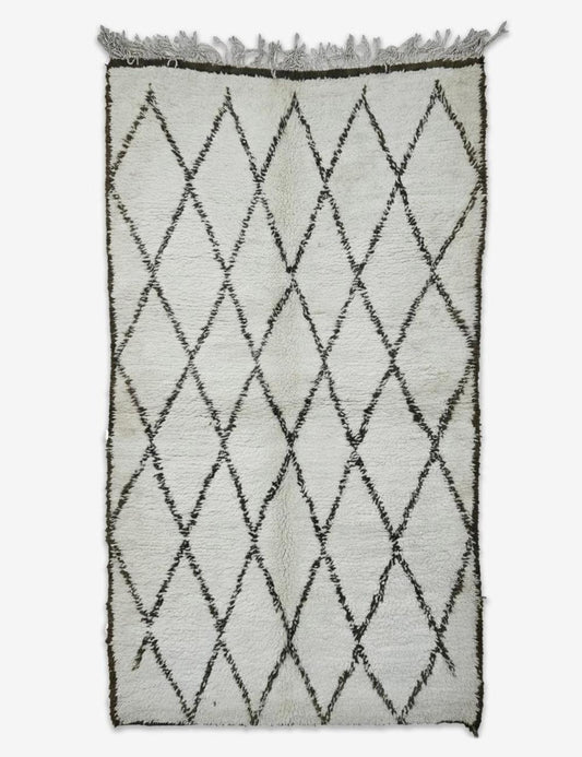 Diamond Lattice Vintage Beni Ourain Wool Rug 9.3 x 5.25 ft / 282 x 160 cm