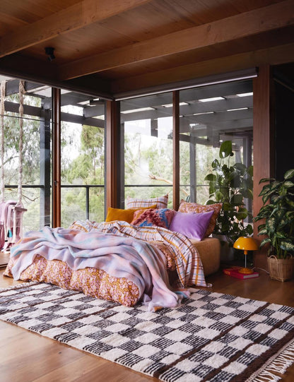 Neutral Checkered Moroccan Rug - Forma 108