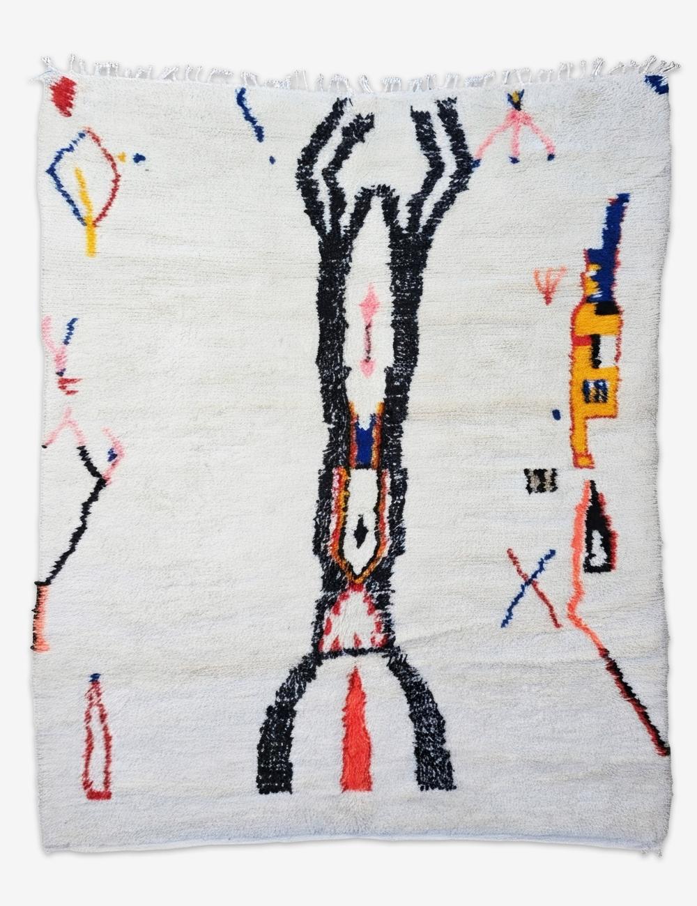 Black and White Abstract Berber Rug 10.7 x 7.58 ft / 327 x 231 cm