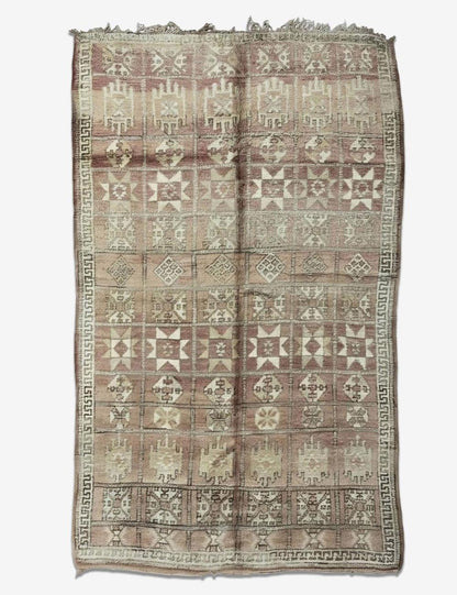 Authentic Vintage Moroccan Rug 7.1 x 6.2 ft / 215 x 190 cm