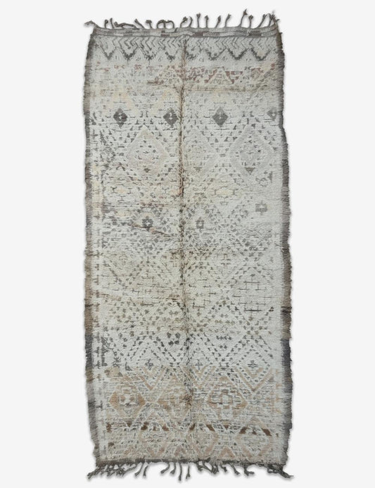 Grey Diamond Berber Wool Rug 14.1 x 5.9 ft / 430 x 180 cm