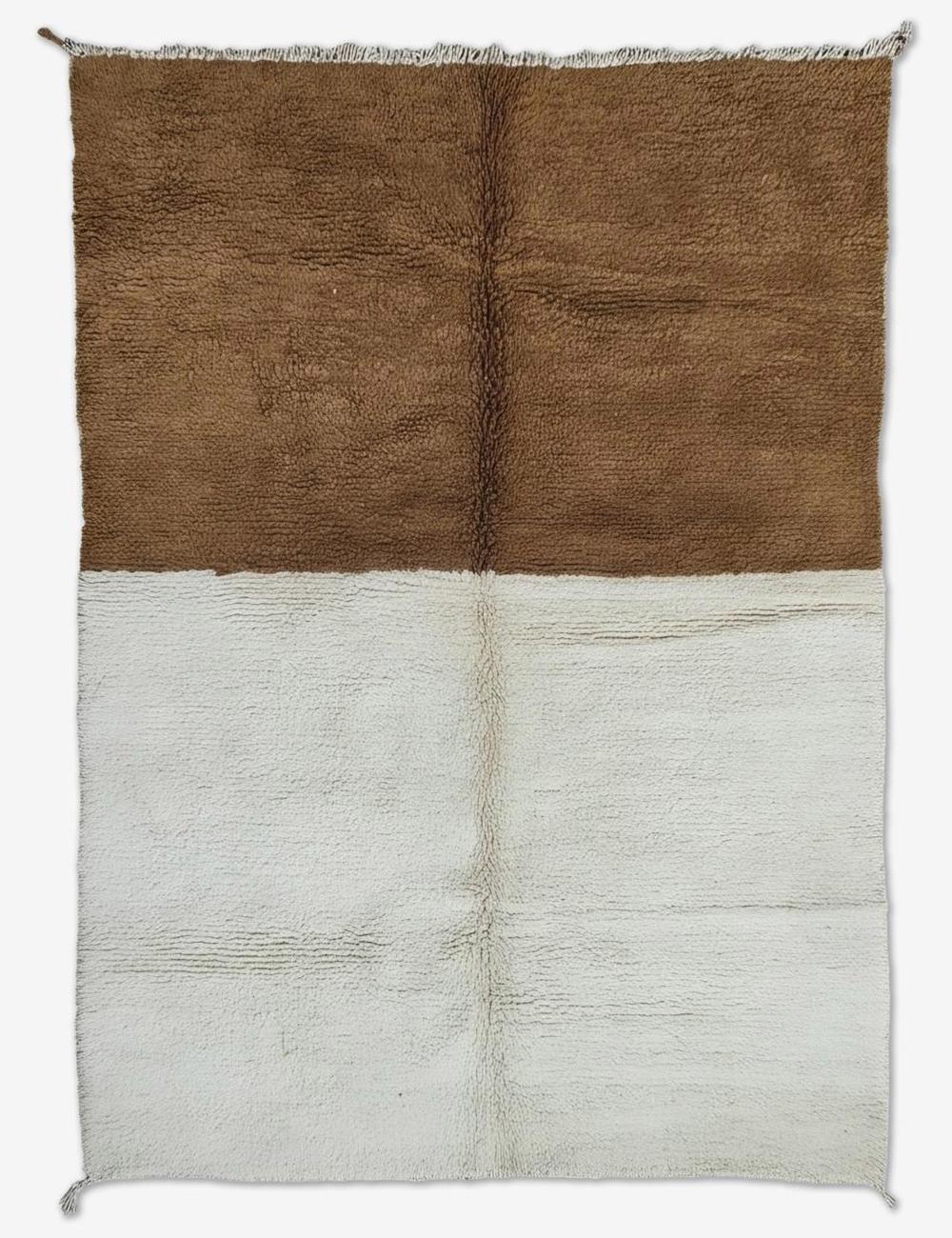 Handmade Brown and Ivory Moroccan Wool Rug