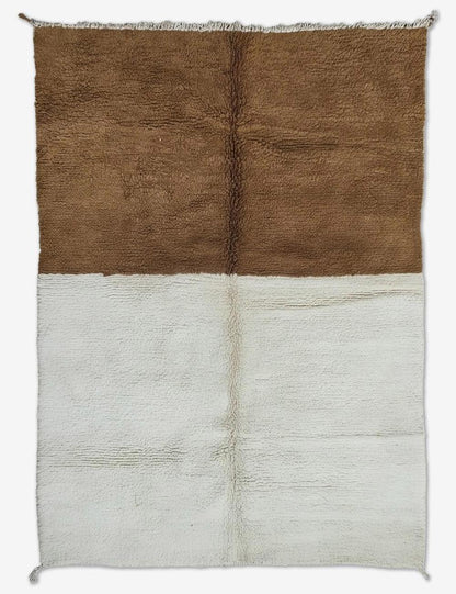 Handmade Brown and Ivory Moroccan Wool Rug