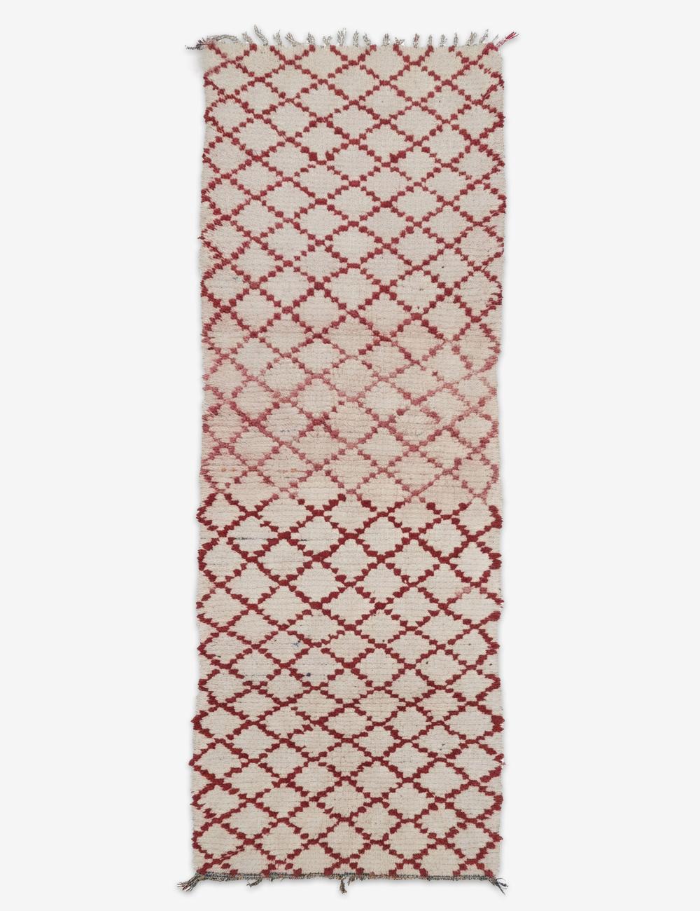 Vintage Red and Beige Azilal Runner 6.7 x 2.33 ft / 204 x 71 cm