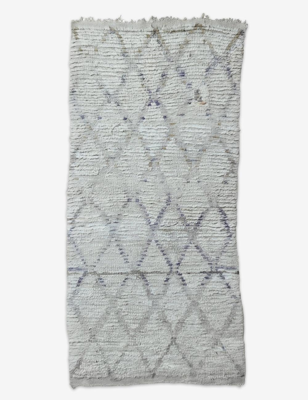 Authentic Beige and Gray Vintage Azilal 5.7 x 2.4 ft / 174 x 73 cm