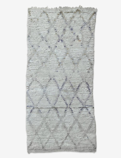 Authentic Beige and Gray Vintage Azilal 5.7 x 2.4 ft / 174 x 73 cm