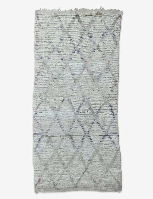 Authentic Beige and Gray Vintage Azilal 5.7 x 2.4 ft / 174 x 73 cm