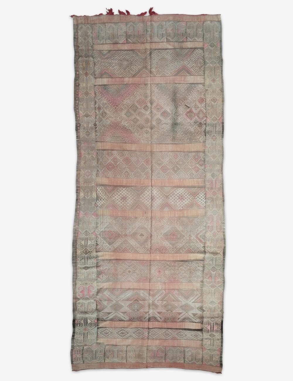 Handwoven Flatweave Vintage Rug 14.2 x 5.8 ft / 434 x 177 cm