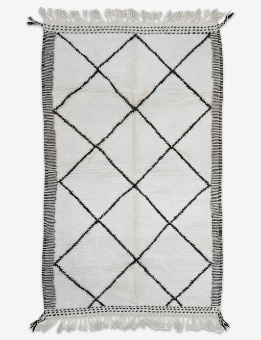 Black Diamond Lattice Beni Ourain Rug 8.3 x 5.09 ft / 252 x 155 cm