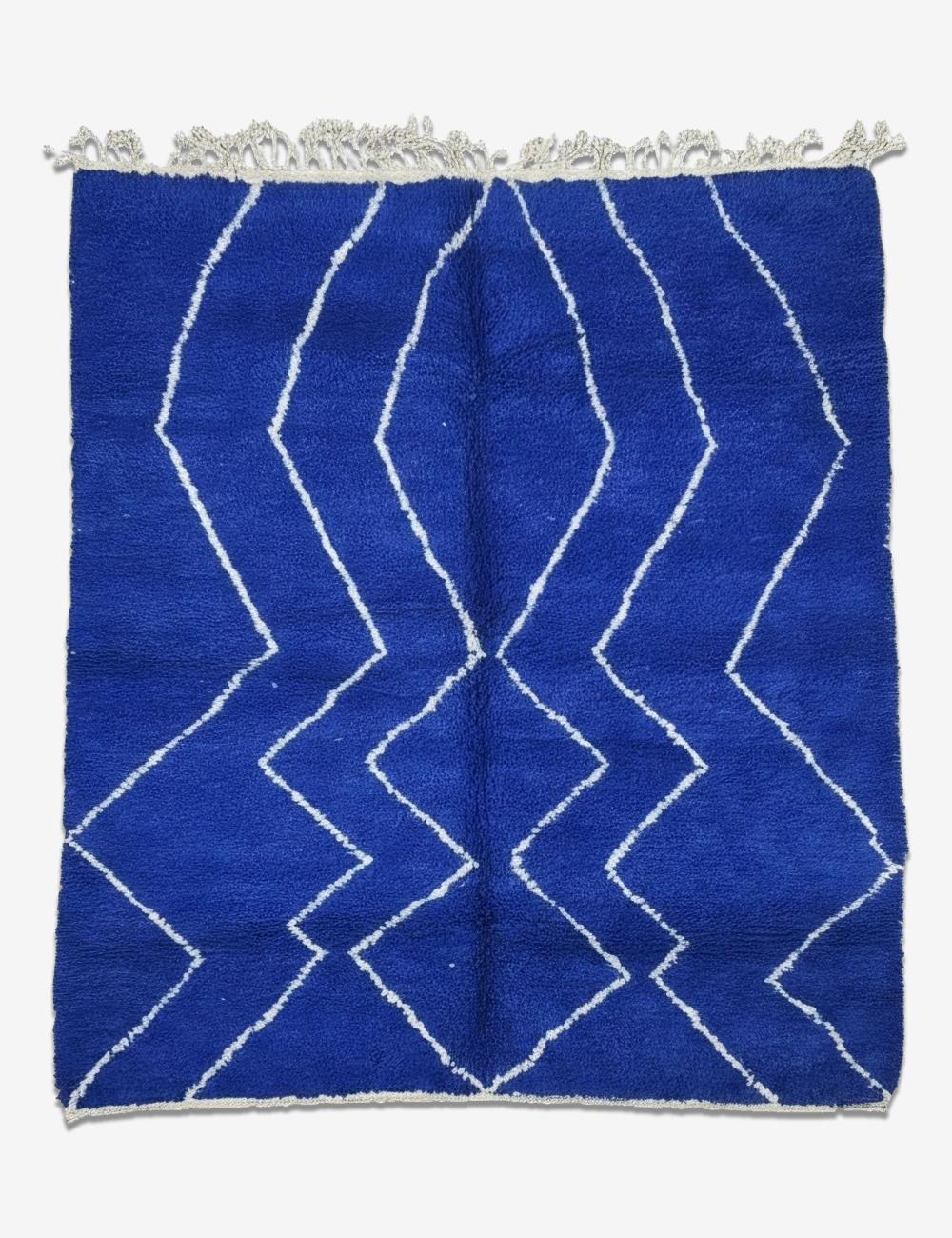 Royal Blue Zigzag Wool Rug 9.9 x 8 ft / 303 x 245 cm