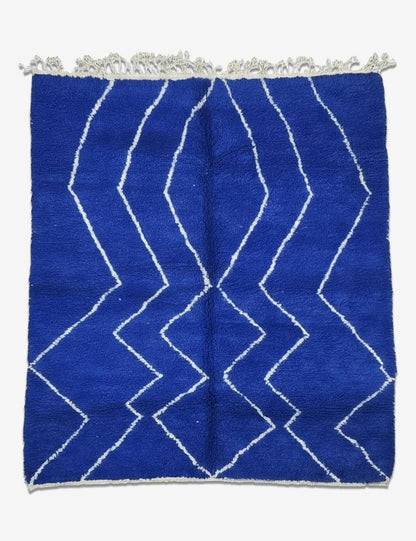 Royal Blue Zigzag Wool Rug 9.9 x 8 ft / 303 x 245 cm