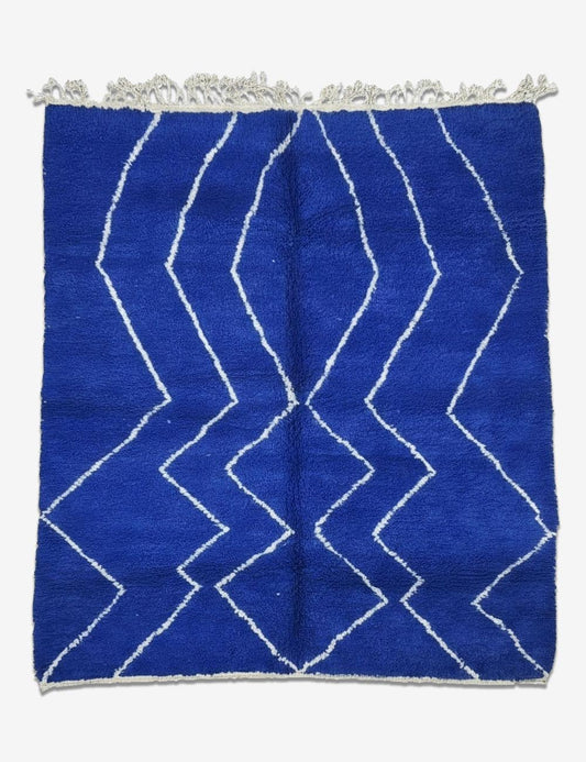 Royal Blue Zigzag Wool Rug 9.9 x 8 ft / 303 x 245 cm