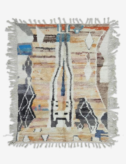 Modern Boujad Rug | Sunset Wool Moroccan Rug 6.7 x 5.15 ft / 204 x 157 cm