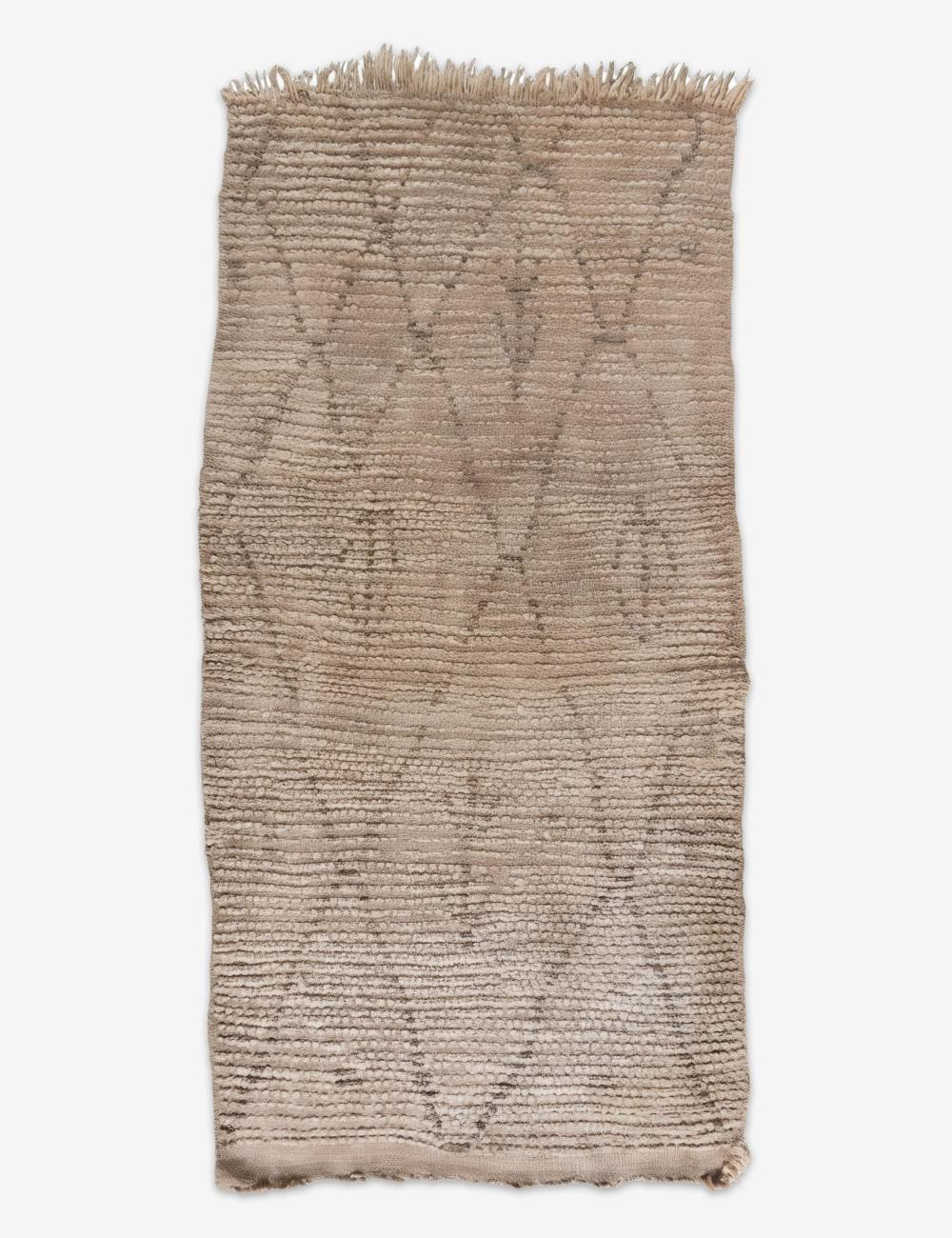 Vintage Moroccan Beige and Taupe Azilal Rug 5.4 x 2.69 ft / 166 x 82 cm