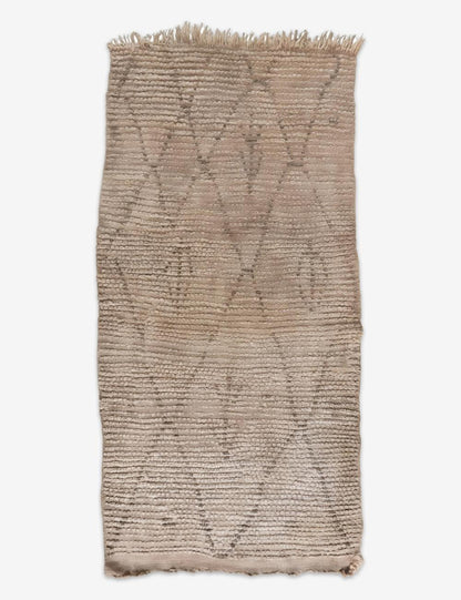 Vintage Moroccan Beige and Taupe Azilal Rug 5.4 x 2.69 ft / 166 x 82 cm