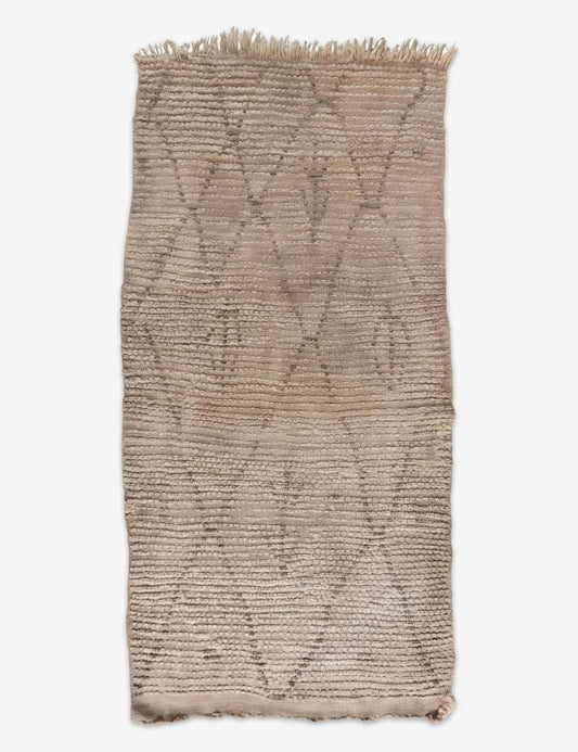 Vintage Moroccan Beige and Taupe Azilal Rug 5.4 x 2.69 ft / 166 x 82 cm