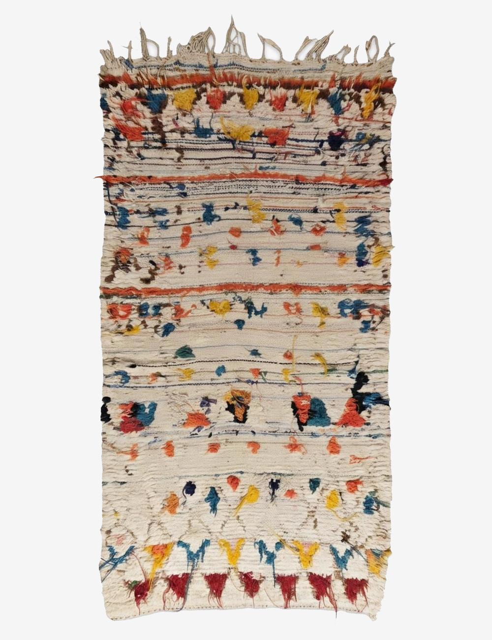 Vintage Cream and Orange Azilal Rug 6.7 x 3.54 ft / 204 x 108 cm