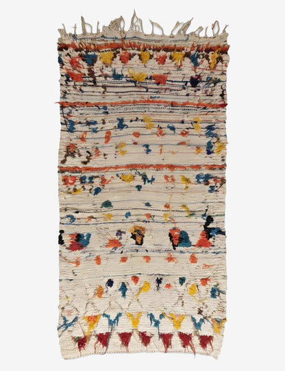 Vintage Cream and Orange Azilal Rug 6.7 x 3.54 ft / 204 x 108 cm