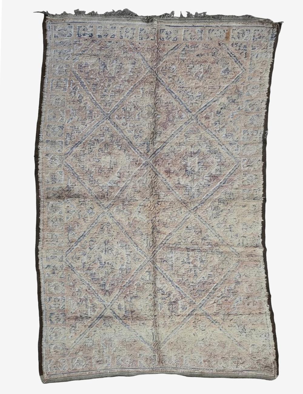 Large-Scale Diamond Lattice Vintage Beni M'Guild Wool Rug 10.8 x 6.23 ft / 330 x 190 cm