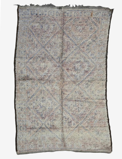 Large-Scale Diamond Lattice Vintage Beni M'Guild Wool Rug 10.8 x 6.23 ft / 330 x 190 cm