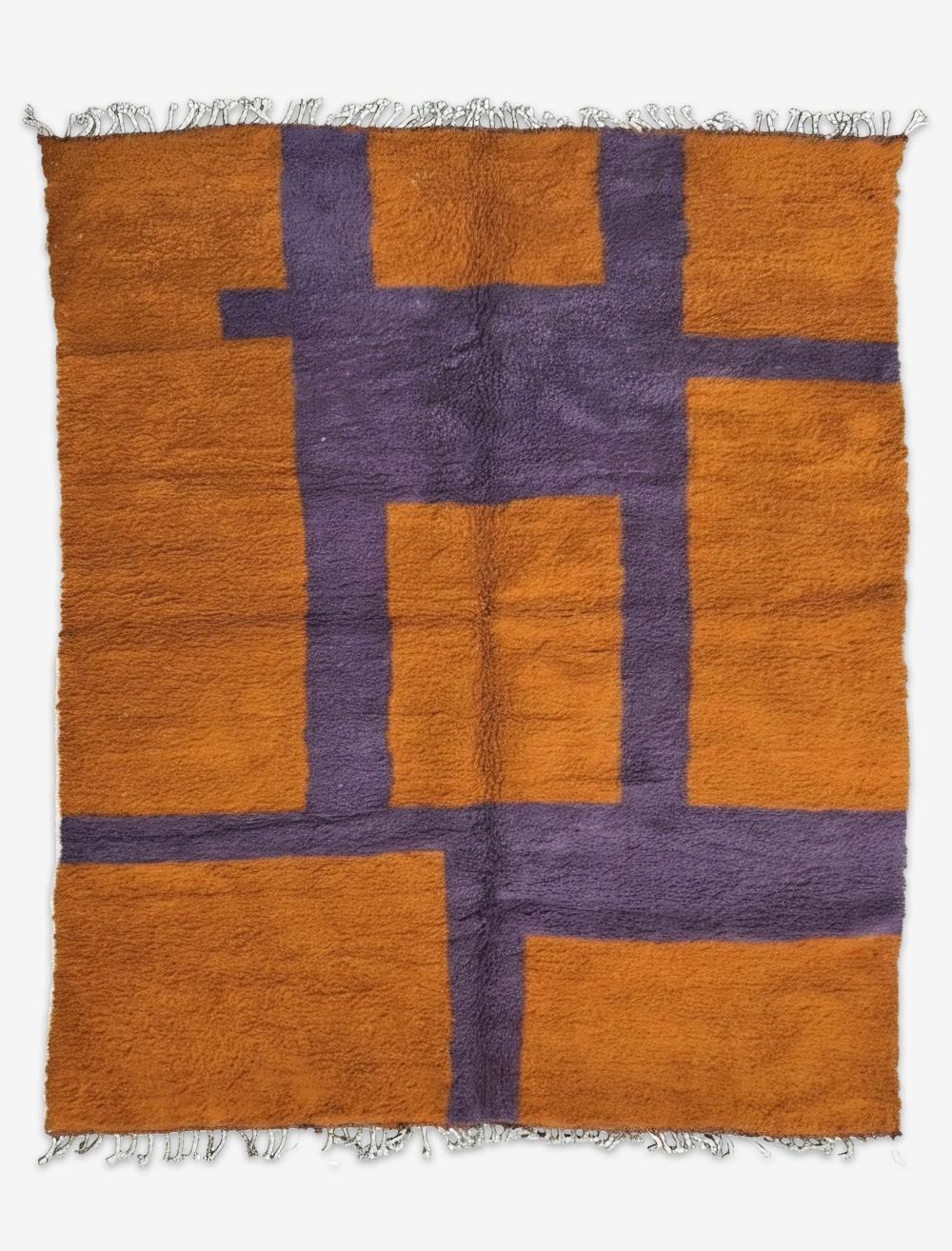 Rust Orange Purple Color Block Boujad Wool Rug 10.1 x 7.91 ft / 308 x 241 cm