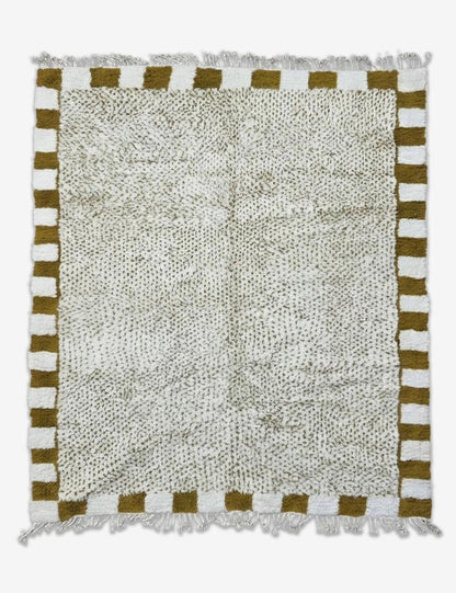 Speckled Checkered Border Boujad Wool Rug 9.8 x 8.37 ft / 300 x 255 cm