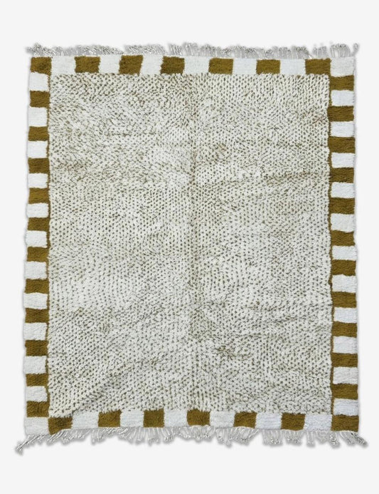 Speckled Checkered Border Boujad Wool Rug 9.8 x 8.37 ft / 300 x 255 cm