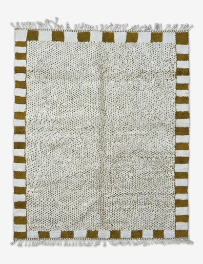 Modern Boujad Wool Rug Speckled Checkered Border 9.8 x 8.1 ft / 298 x 247 cm