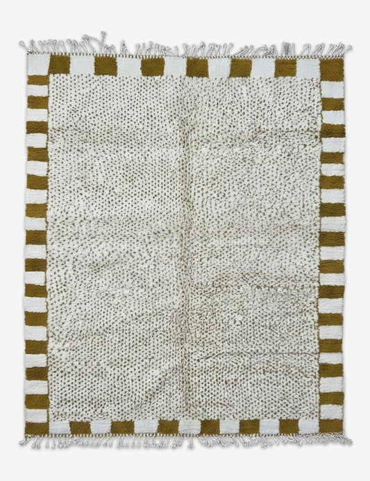 Modern Boujad Wool Rug Speckled Checkered Border 9.8 x 8.1 ft / 298 x 247 cm