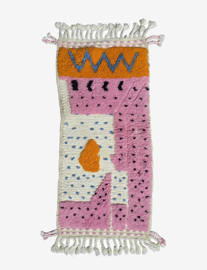 Modern Pink Boujad Rug 3.6 x 1.67 ft / 109 x 51 cm