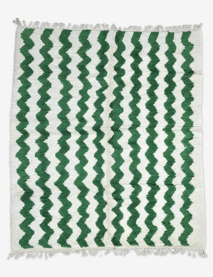 Green Wave Stripe Rug 10.1 x 8.2 ft / 307 x 252 cm