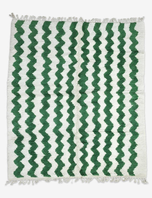 Green Wave Stripe Rug 10.1 x 8.2 ft / 307 x 252 cm