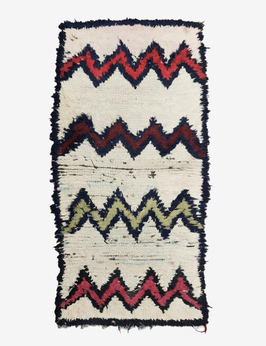 Vintage Navy and Red Azilal Runner 5.6 x 2.66 ft / 172 x 81 cm