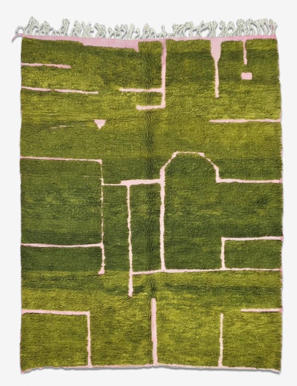 Green Moroccan Wool Rug 10.2 x 8.2 ft / 310 x 250 cm