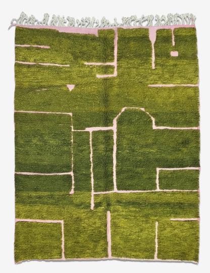 Green Moroccan Wool Rug 10.2 x 8.2 ft / 310 x 250 cm
