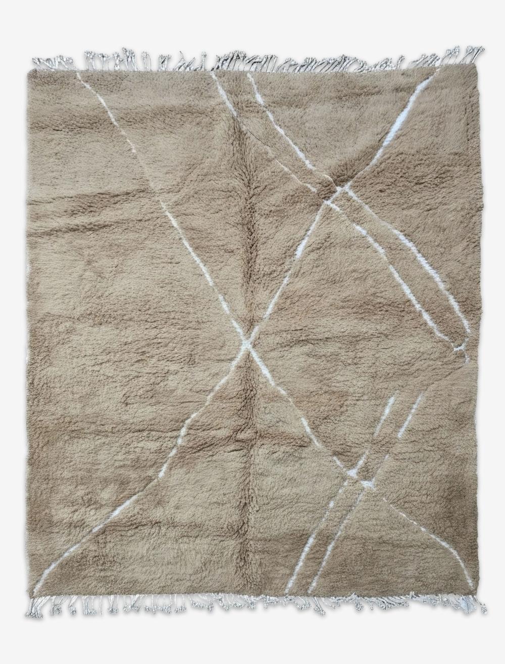 Handwoven Boujad Wool Rug Warm Taupe Linear 9.7 x 8.3 ft / 297 x 253 cm