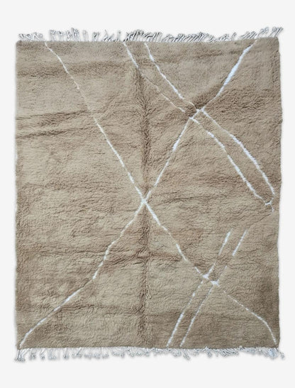 Handwoven Boujad Wool Rug Warm Taupe Linear 9.7 x 8.3 ft / 297 x 253 cm