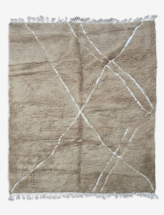 Handwoven Boujad Wool Rug Warm Taupe Linear 9.7 x 8.3 ft / 297 x 253 cm