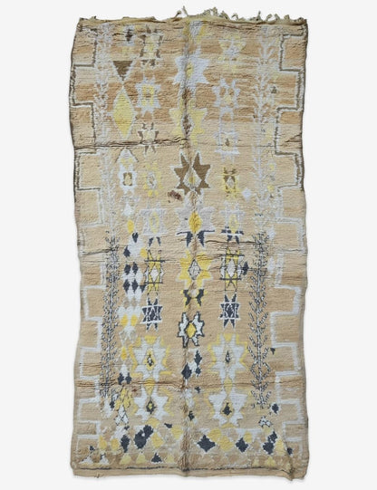 Vintage Beige and Yellow Moroccan Rug 10.9 x 5.25 ft / 333 x 160 cm