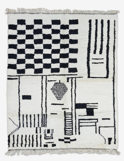 Black and White Moroccan Rug 9.8 x 6.8 ft / 300 x 210 cm