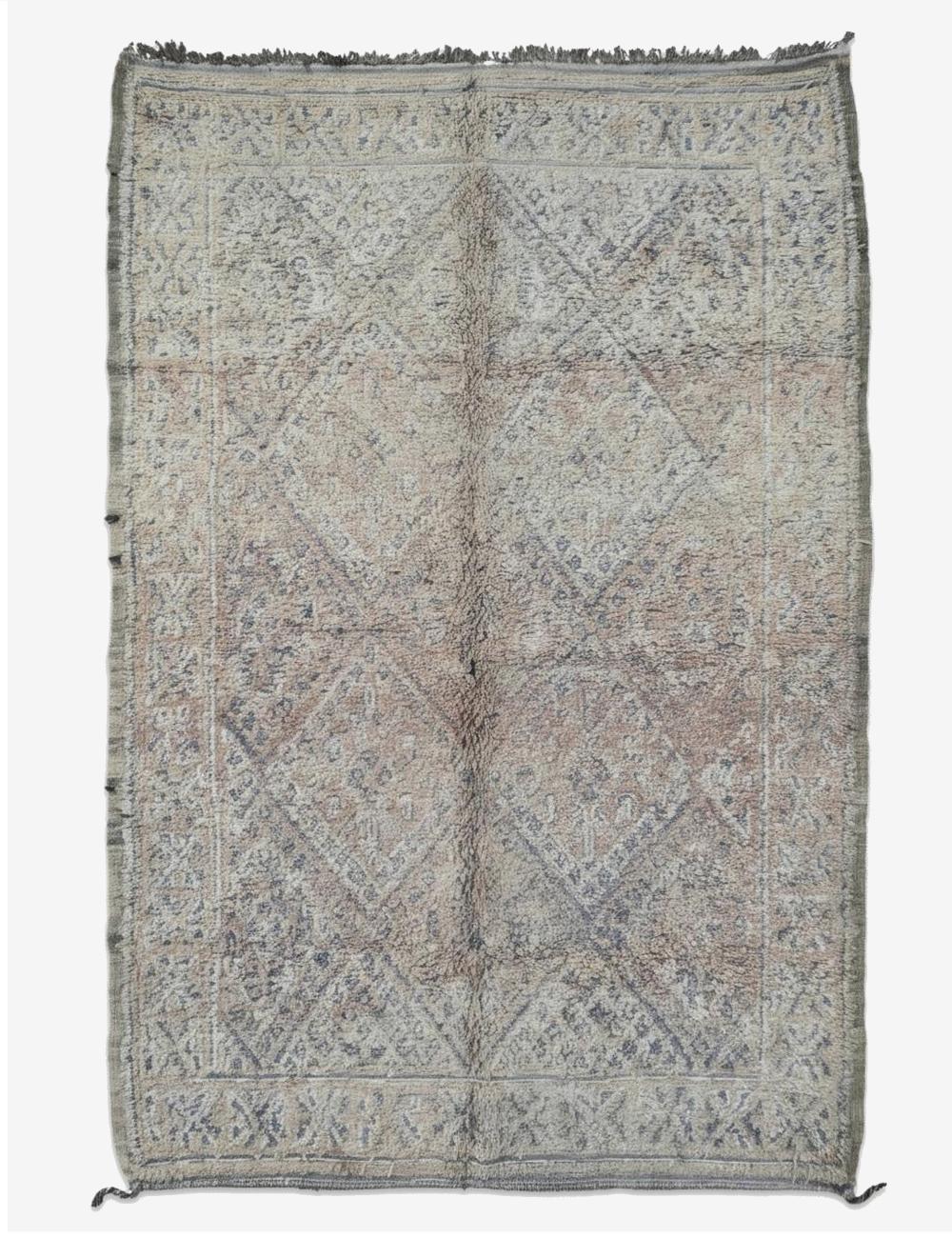 Dusty Blush Diamond Lattice Vintage Beni M'Guild Wool Rug 10.6 x 6.89 ft / 322 x 210 cm