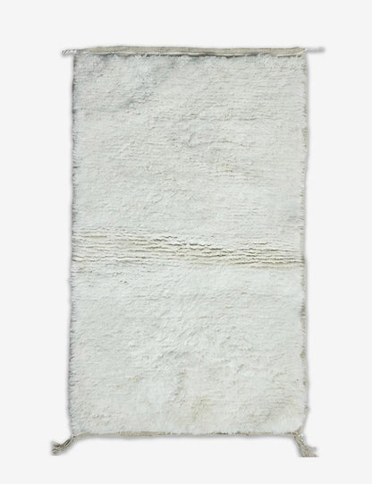 Handwoven Boujad Wool Rug Solid Undyed Ivory 5.2 x 3.15 ft / 160 x 96 cm