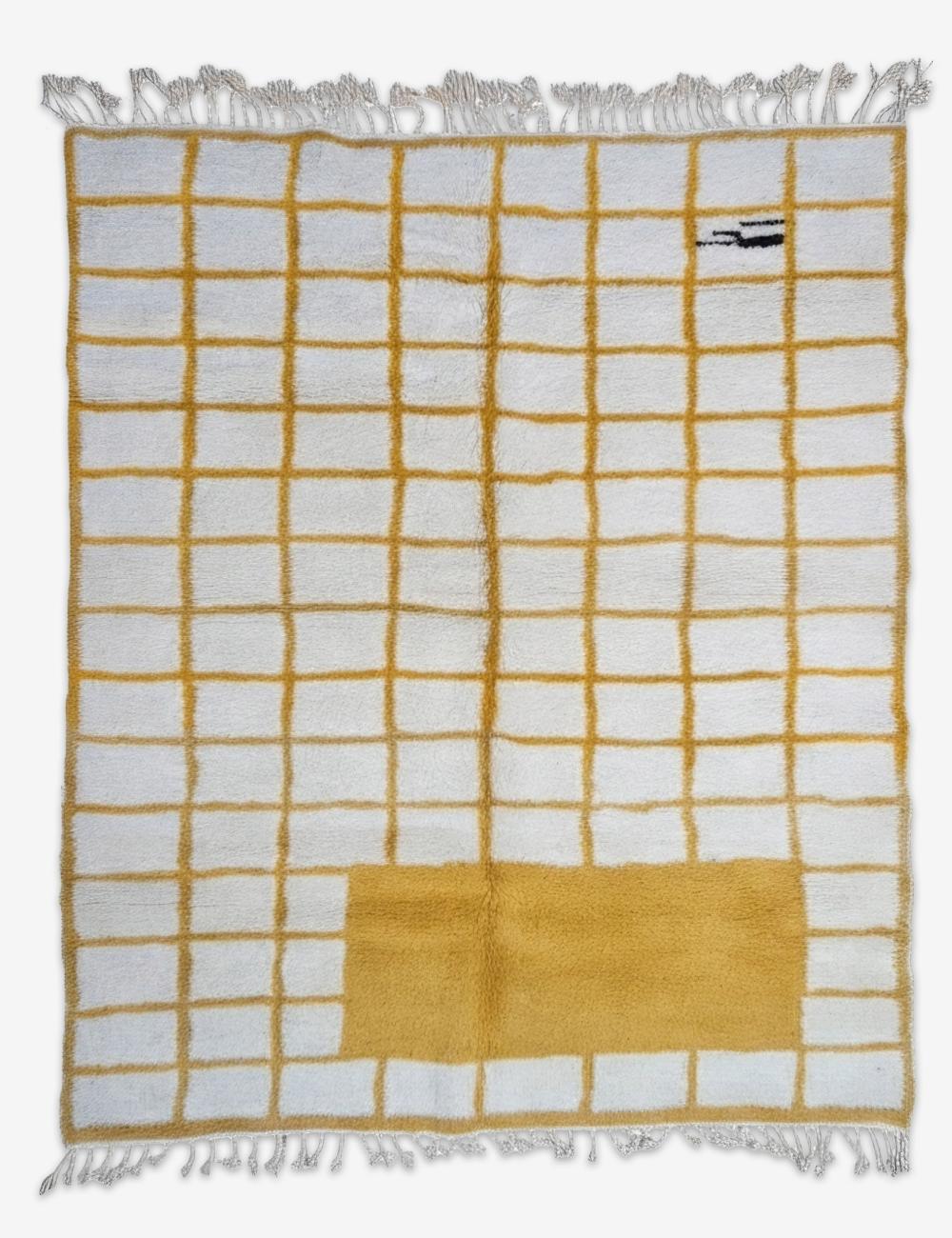 Mustard Yellow Grid Boujad Rug 8.6 x 6.96 ft / 261 x 212 cm
