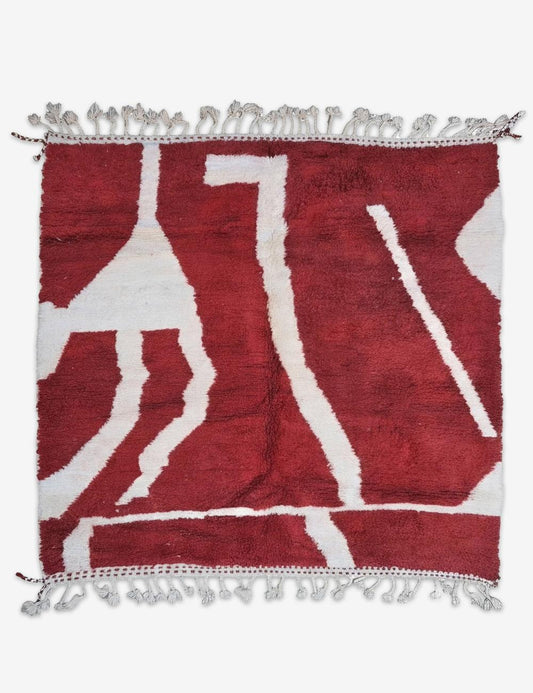 Handwoven Red and White Berber Rug 8.4 x 8.07 ft / 257 x 246 cm