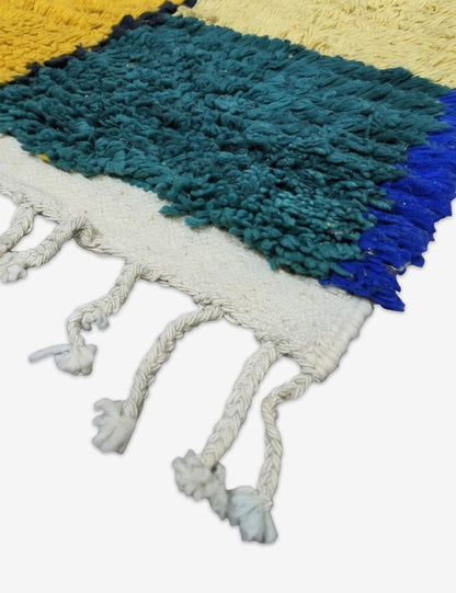 Mustard Magenta Teal Color Block Boujad Wool Rug 9.8 x 6.56 ft / 300 x 200 cm